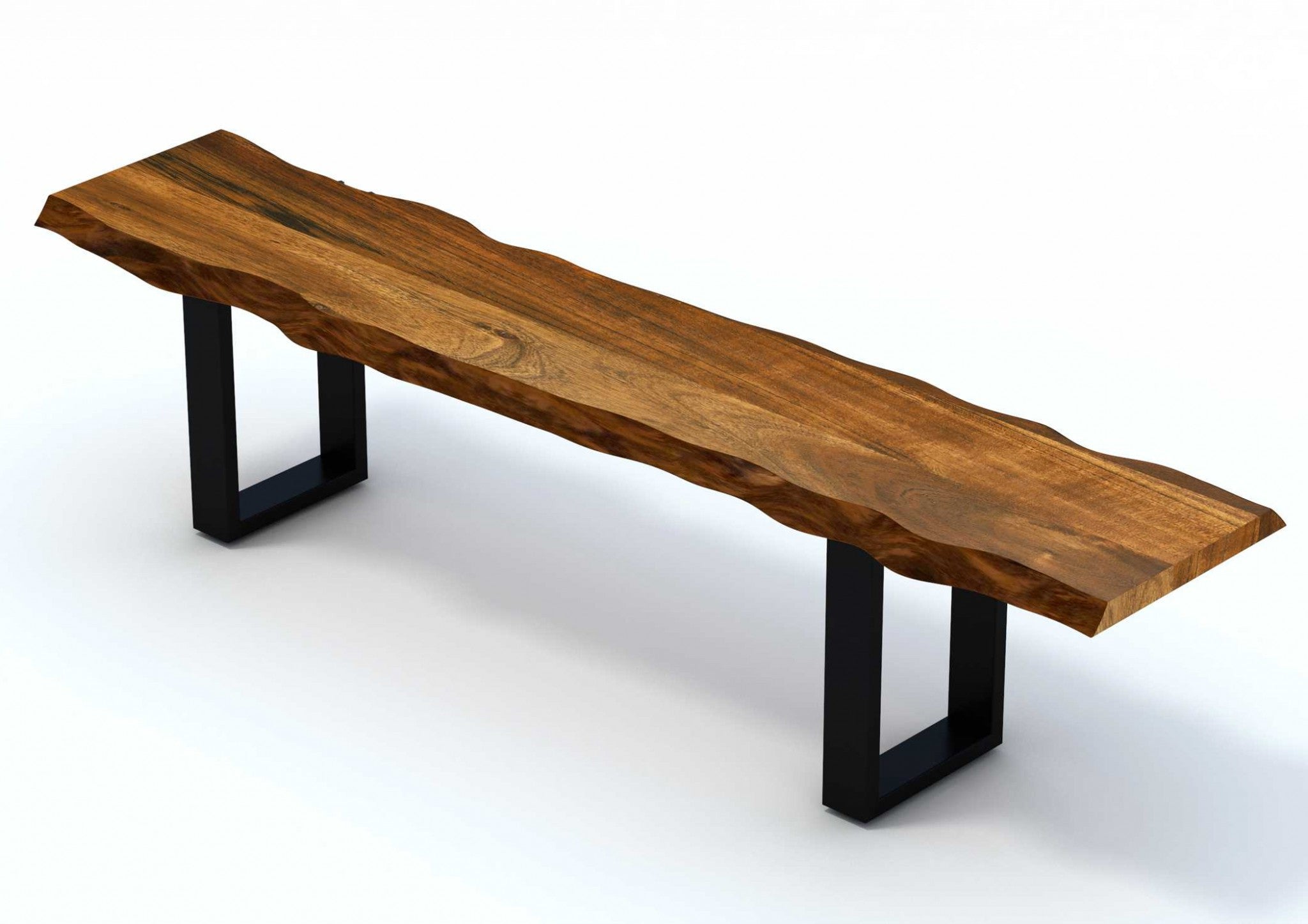 68" Brown and Black Live Edge Solid Wood Dining Bench - Montana Home & Kitchen Co.