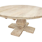 70" Brown Rounded Solid Wood Pedestal Base Dining Table - Montana Home & Kitchen Co.