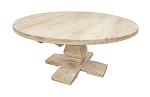 70" Brown Rounded Solid Wood Pedestal Base Dining Table - Montana Home & Kitchen Co.