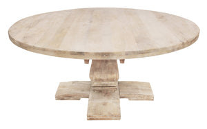 70" Brown Rounded Solid Wood Pedestal Base Dining Table - Montana Home & Kitchen Co.