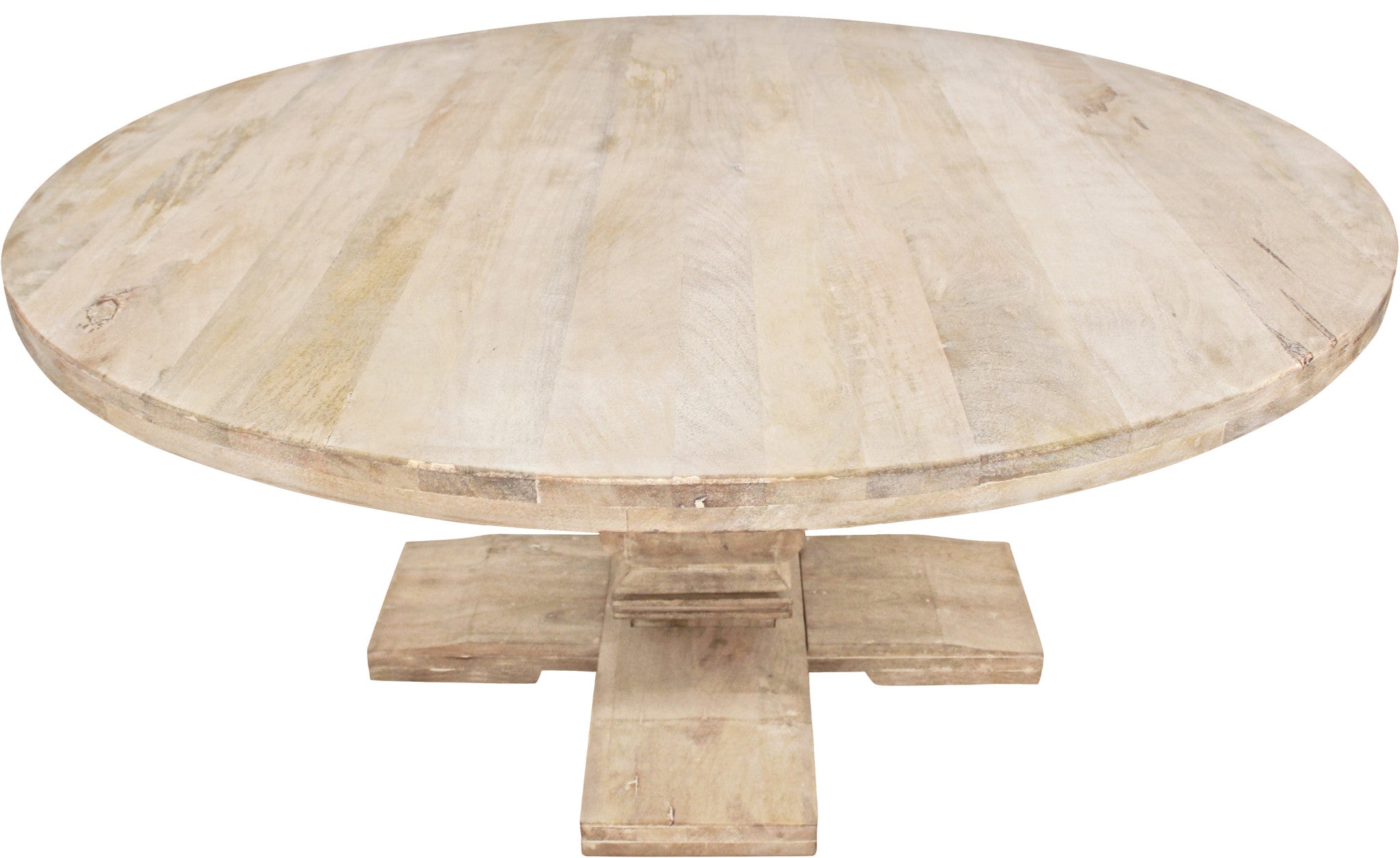 70" Brown Rounded Solid Wood Pedestal Base Dining Table - Montana Home & Kitchen Co.