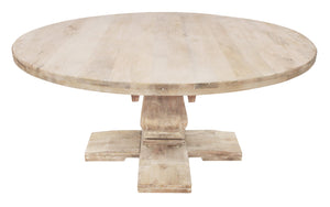 70" Brown Rounded Solid Wood Pedestal Base Dining Table - Montana Home & Kitchen Co.