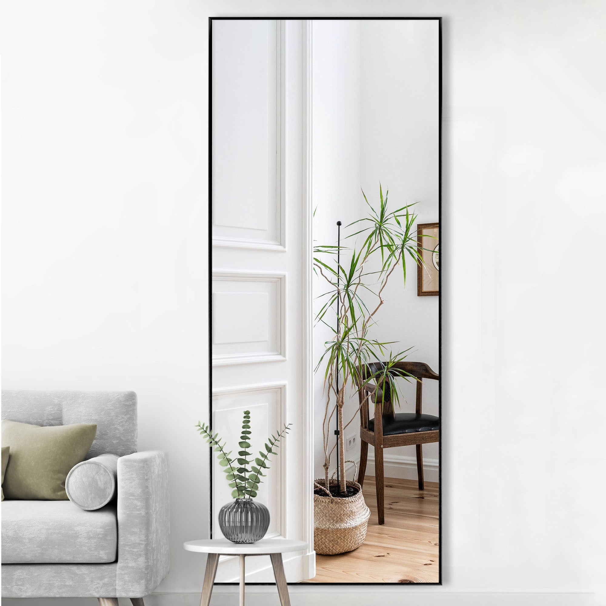 71" Black Metal Framed Standing Mirror - Montana Home & Kitchen Co.