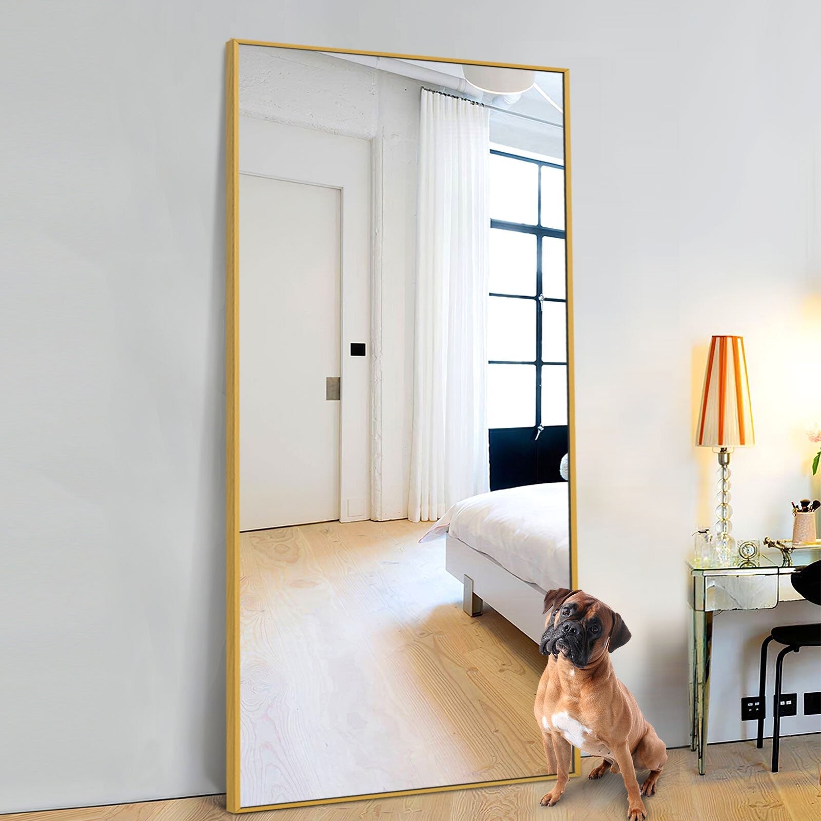 71" Gold Metal Framed Bathroom Vanity Mirror - Montana Home & Kitchen Co.