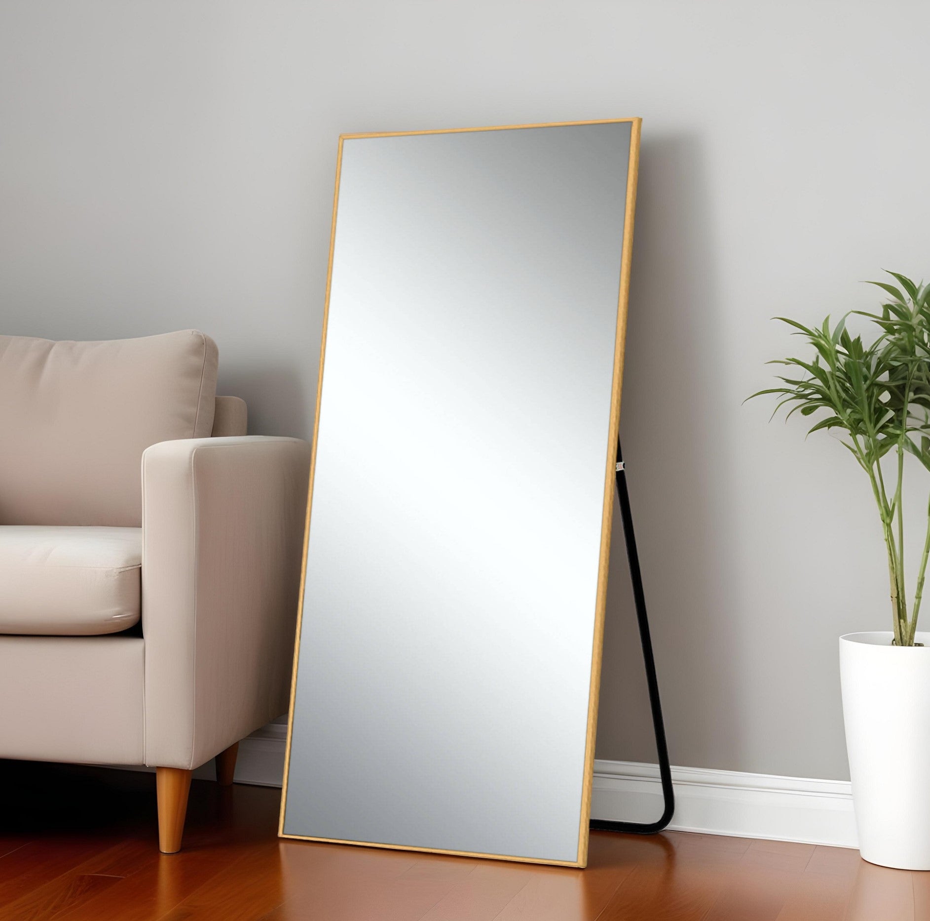 71" Gold Metal Framed Standing Mirror - Montana Home & Kitchen Co.