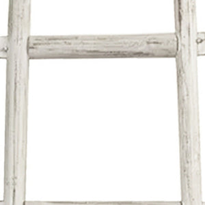 72" White Rustic Six Step Wood Ladder Shelf - Montana Home & Kitchen Co.