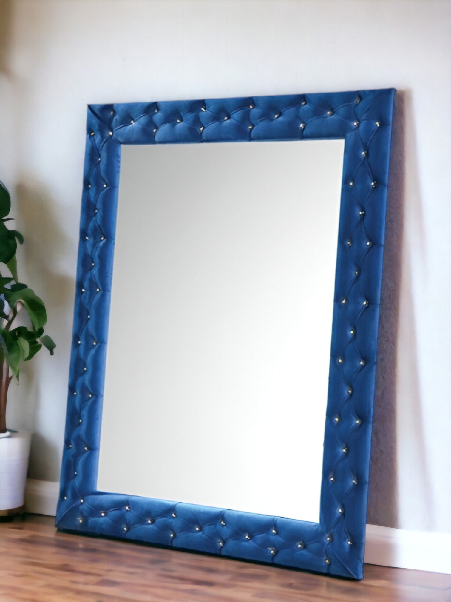 74" Blue Velvet Accent Mirror - Montana Home & Kitchen Co.