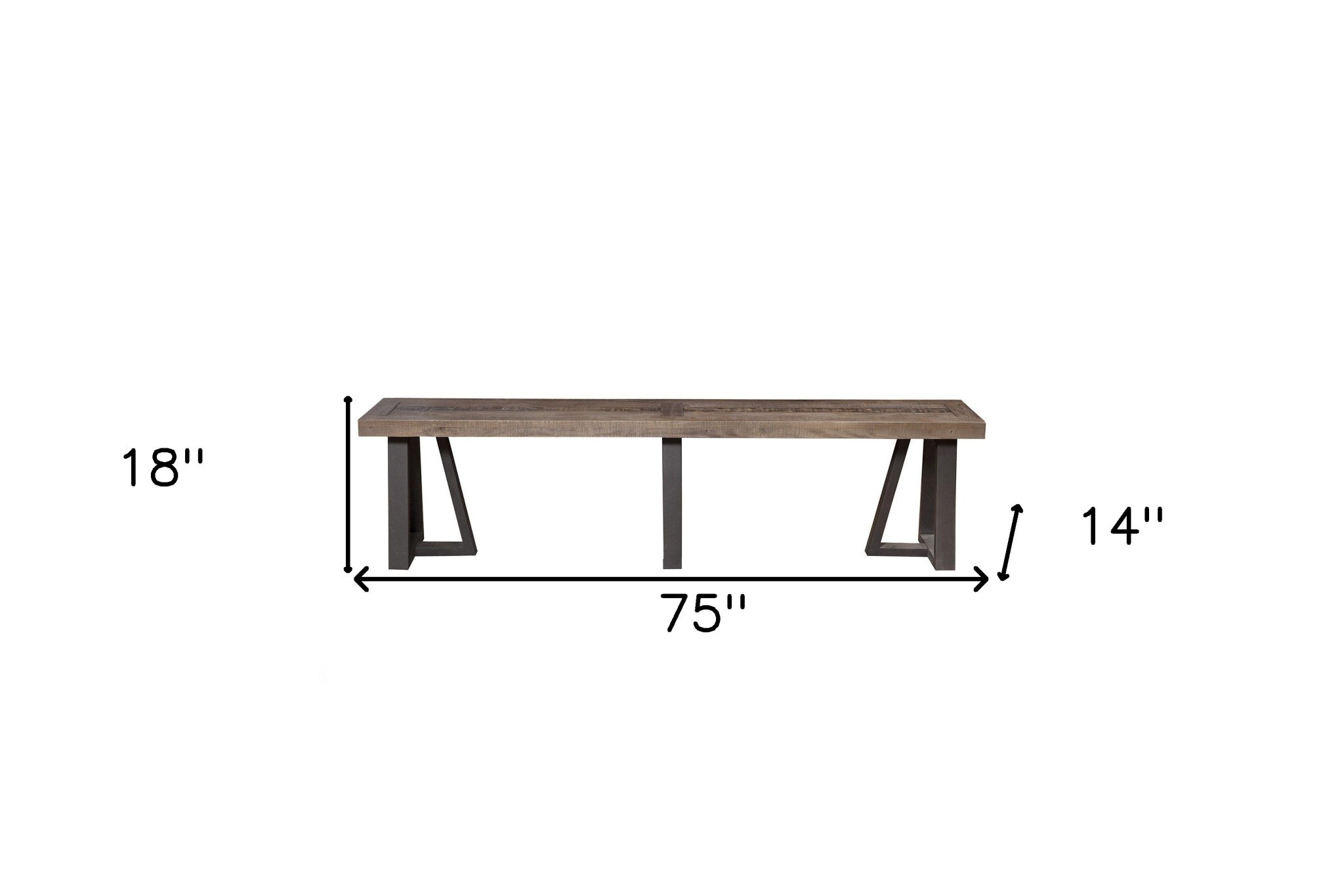 75" Natural and Black Distressed Solid Wood Dining Bench - Montana Home & Kitchen Co.