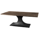 79" Brown And Black Solid Wood And Metal Pedestal Base Dining Table - Montana Home & Kitchen Co.