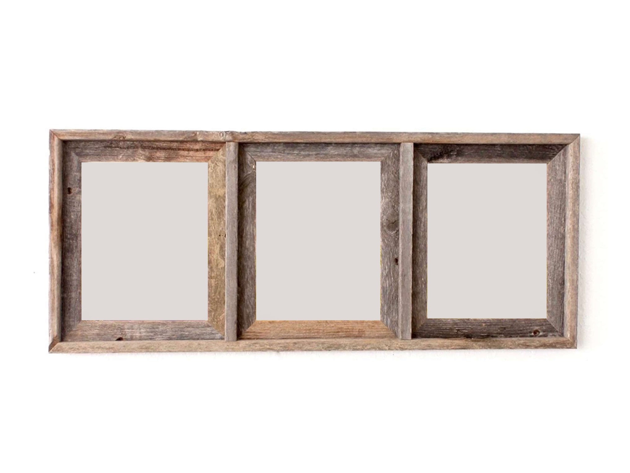 8 x 10 Gray Reclaimed Wood Three Slot Hanging Picture Frame - Montana Home & Kitchen Co.