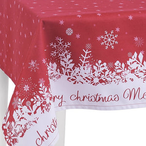 84" Merry Christmas Printed Rectangle Tablecloth In Red - Montana Home & Kitchen Co.