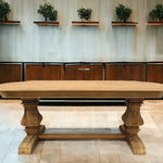 84" Natural Solid Wood Trestle Base Dining Table - Montana Home & Kitchen Co.