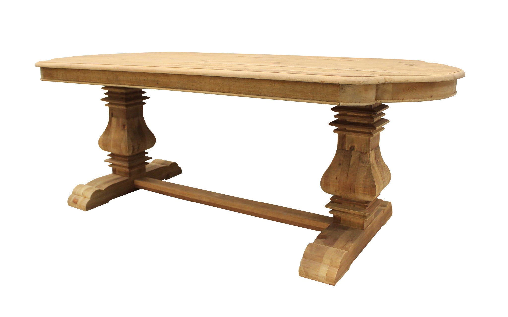 84" Natural Solid Wood Trestle Base Dining Table - Montana Home & Kitchen Co.