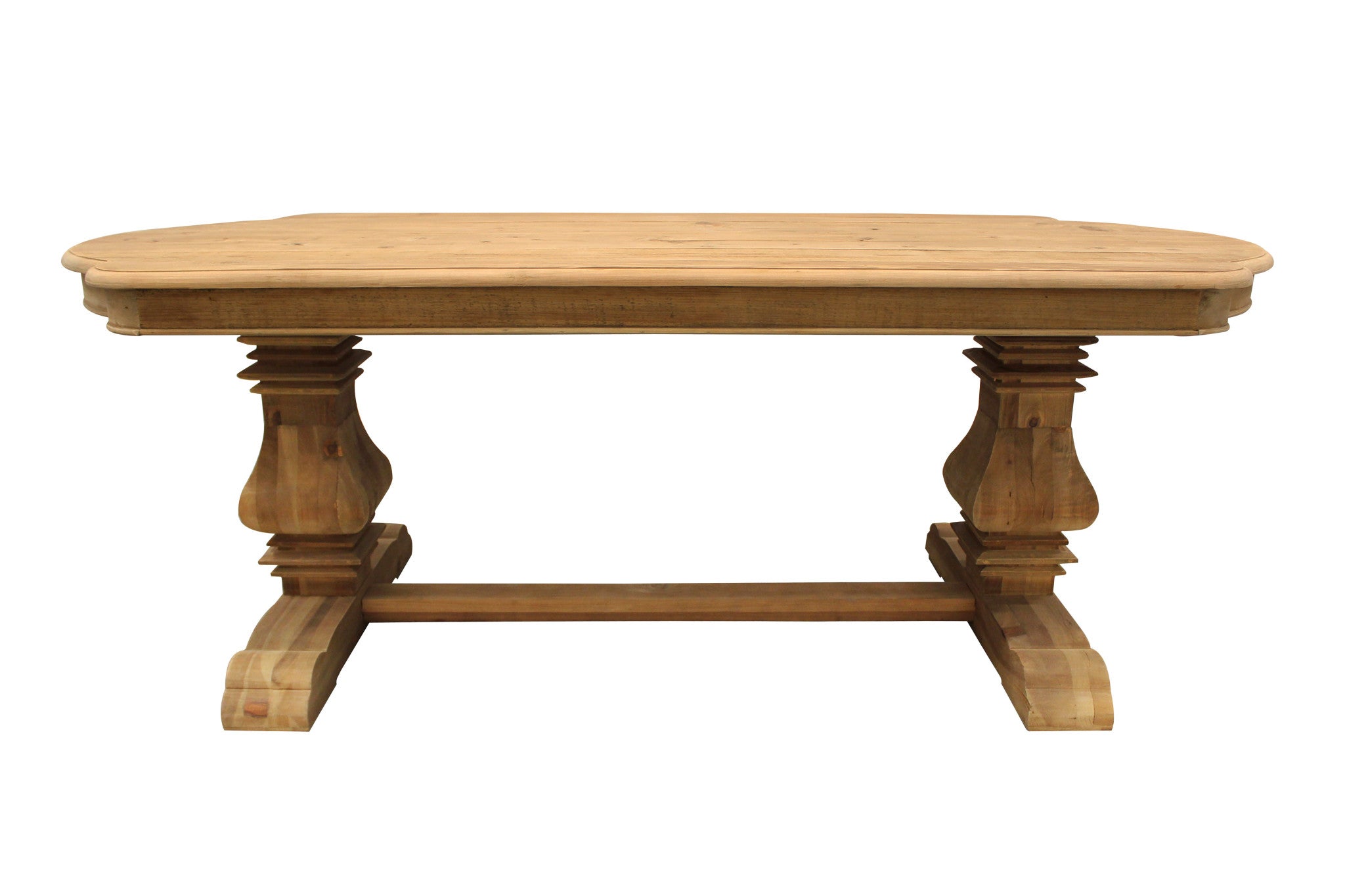 84" Natural Solid Wood Trestle Base Dining Table - Montana Home & Kitchen Co.