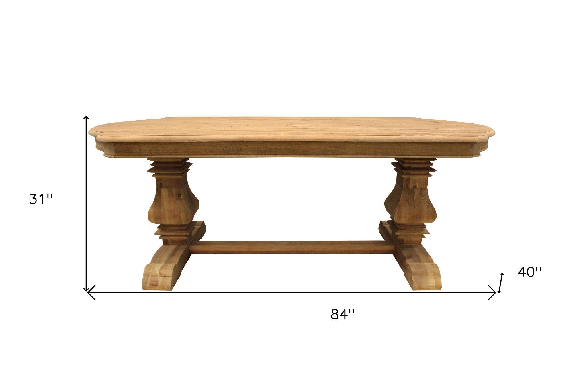 84" Natural Solid Wood Trestle Base Dining Table - Montana Home & Kitchen Co.