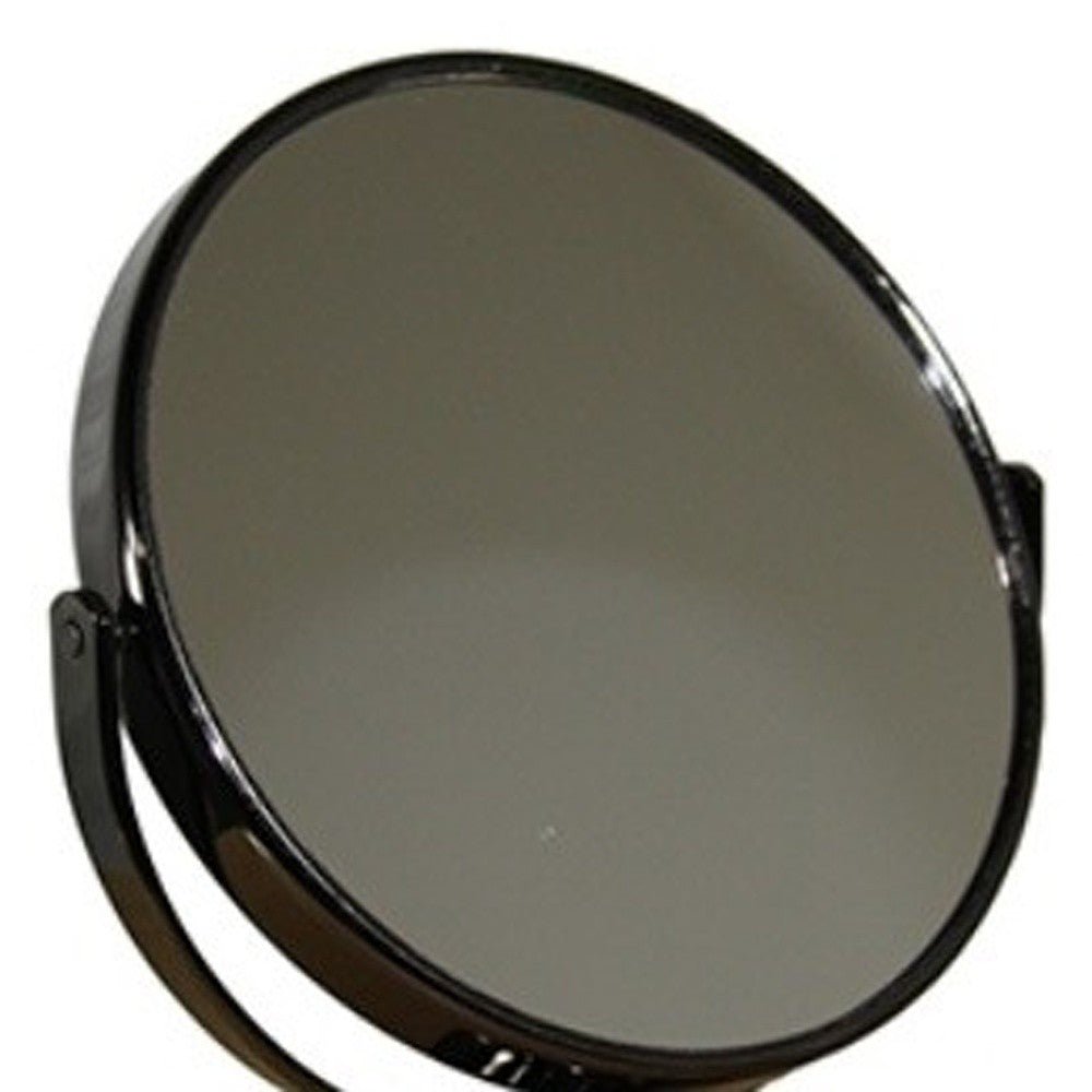 9" Black Round Metal Framed Makeup Shaving Tabletop Mirror - Montana Home & Kitchen Co.