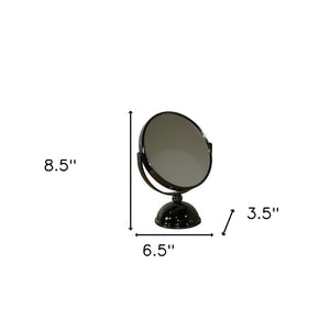 9" Black Round Metal Framed Makeup Shaving Tabletop Mirror - Montana Home & Kitchen Co.