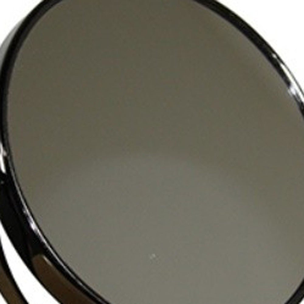 9" Black Round Metal Framed Makeup Shaving Tabletop Mirror - Montana Home & Kitchen Co.