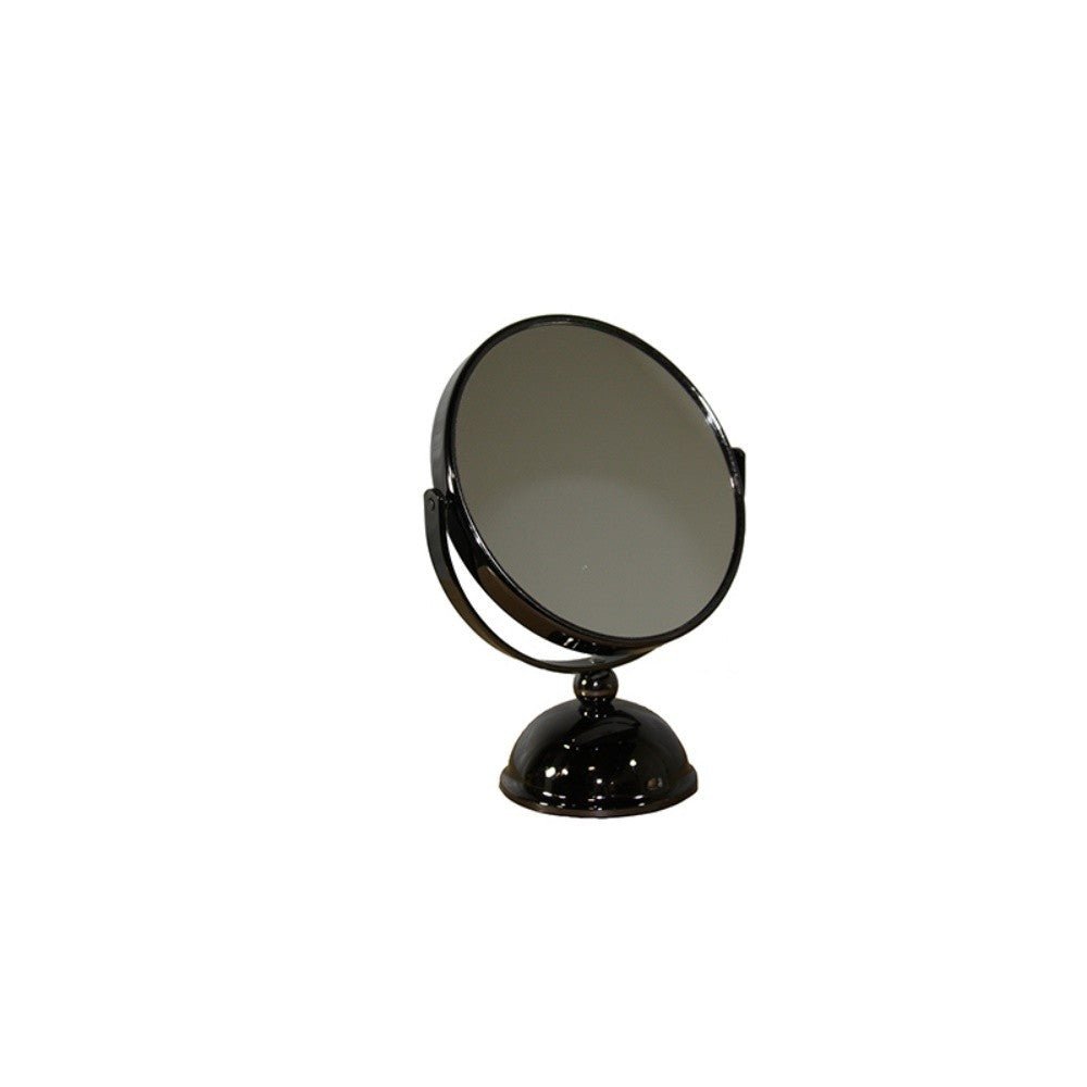 9" Black Round Metal Framed Makeup Shaving Tabletop Mirror - Montana Home & Kitchen Co.