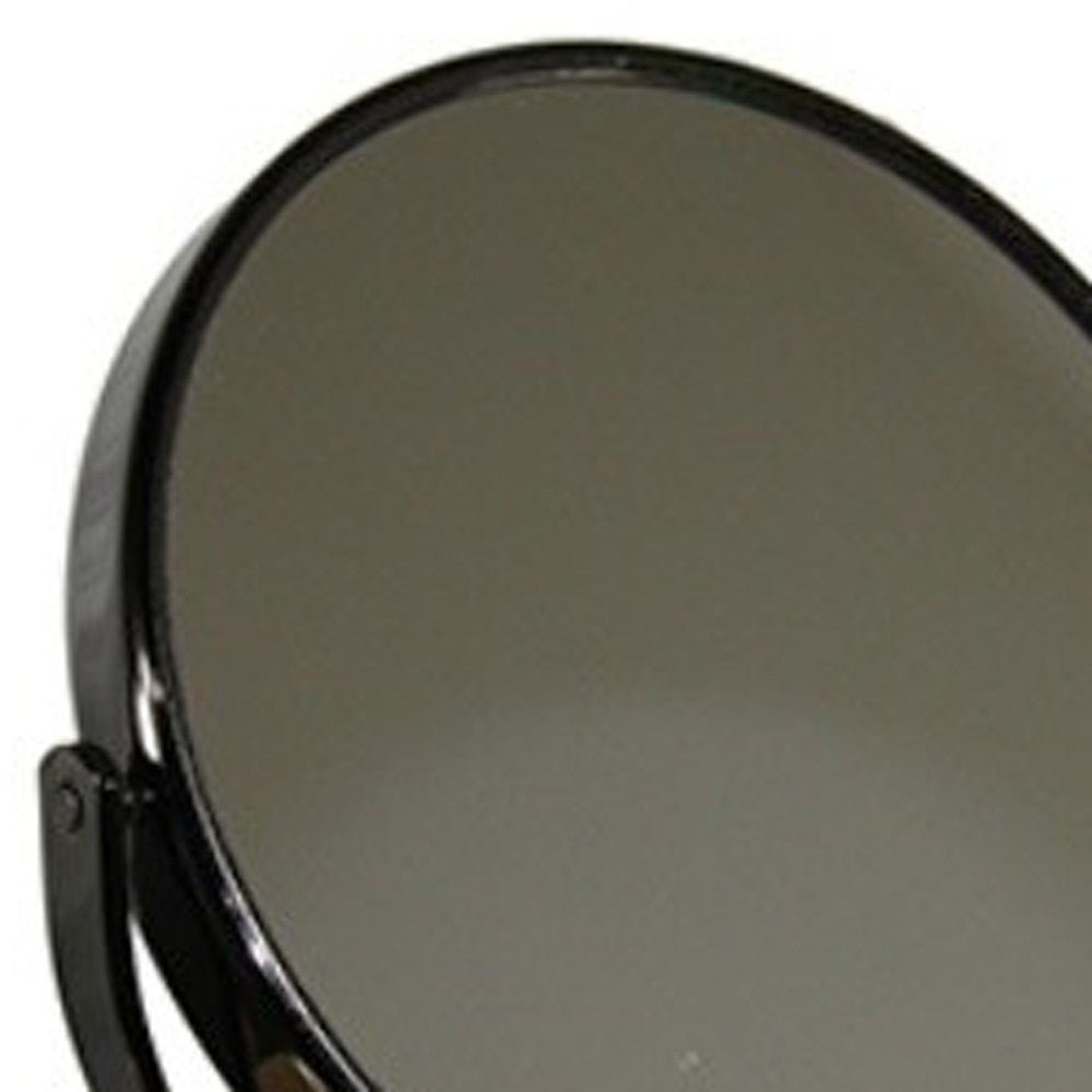 9" Black Round Metal Framed Makeup Shaving Tabletop Mirror - Montana Home & Kitchen Co.