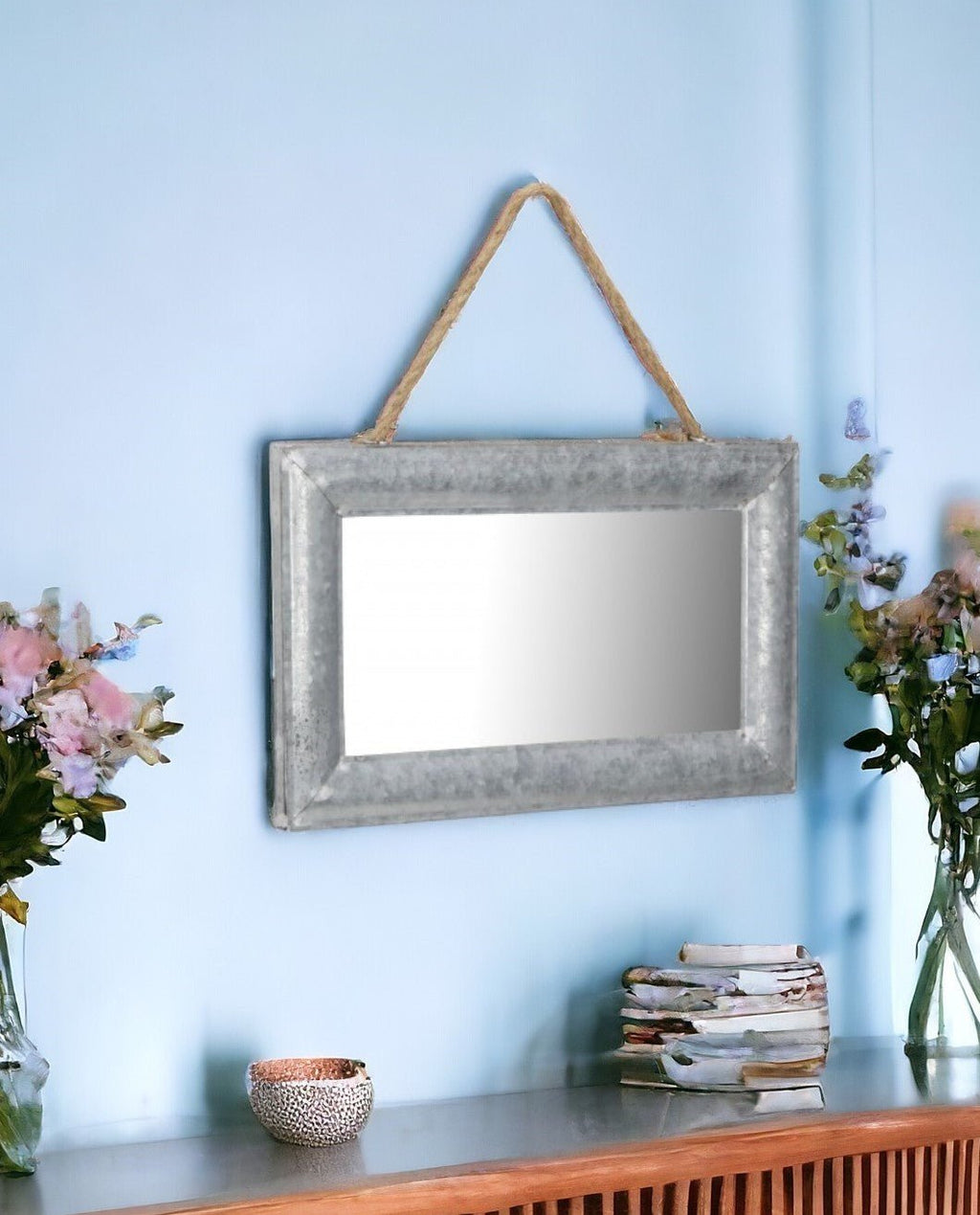 9" Silver Metal Framed Accent Mirror - Montana Home & Kitchen Co.