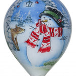 Adorable Snowman and Deer Hand Painted Mouth Blown Glass Ornament - Montana Home & Kitchen Co.