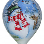 Adorable Snowman and Deer Hand Painted Mouth Blown Glass Ornament - Montana Home & Kitchen Co.