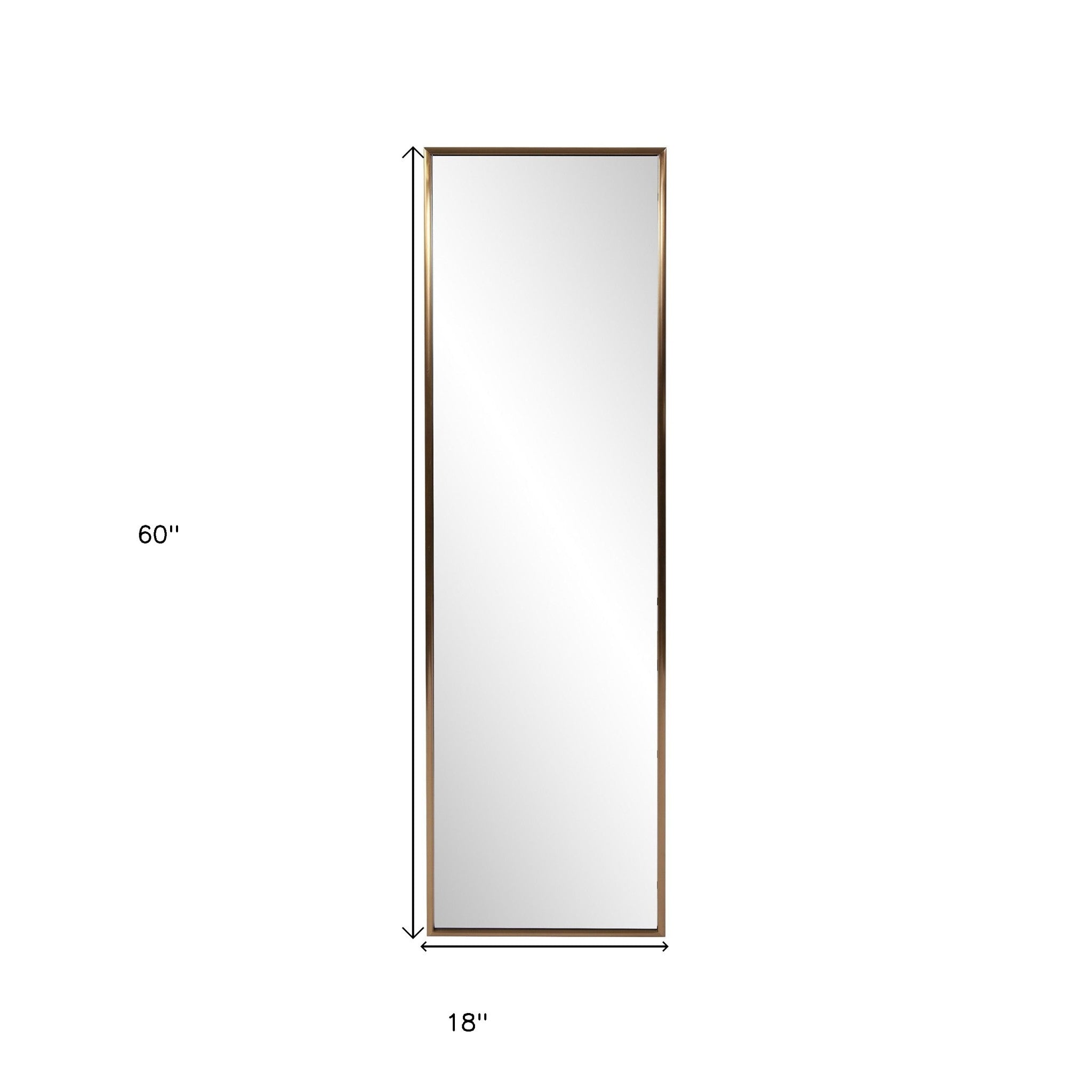 Antiqued Brushed Brass Rectangular Full Length Wall Mirror - Montana Home & Kitchen Co.