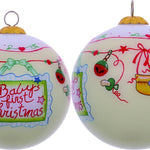 Baby's First Christmas with Motifs Hand Painted Mouth Blown Glass Ornament - Montana Home & Kitchen Co.