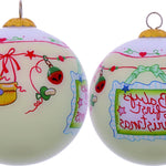 Baby's First Christmas with Motifs Hand Painted Mouth Blown Glass Ornament - Montana Home & Kitchen Co.