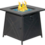 Bali Outdoors Gas FirePit Table, 28 inch 50,000 BTU Square Outdoor Propane Fire Pit Table with Lid and Blue Fire Glass - Montana Home & Kitchen Co.