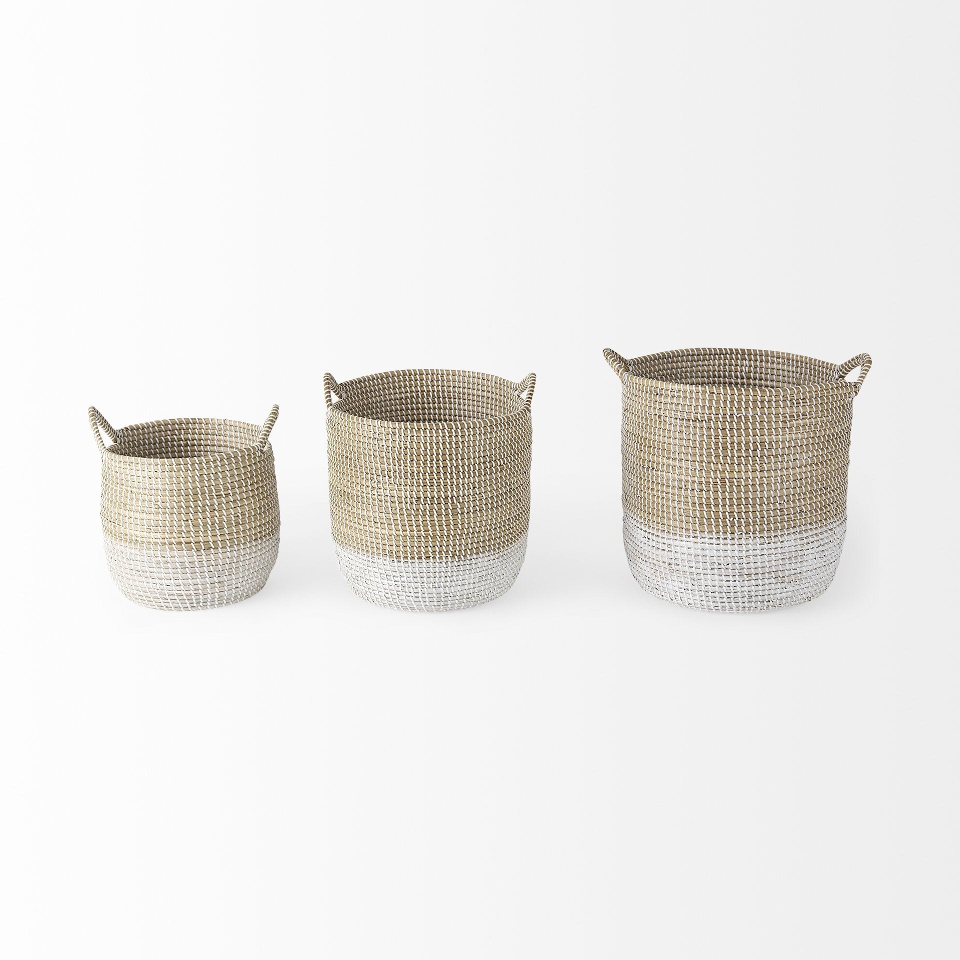 Beige And White Storage Baskets Set Of Three - Montana Home & Kitchen Co.