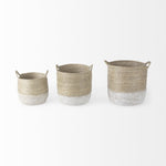 Beige And White Storage Baskets Set Of Three - Montana Home & Kitchen Co.