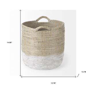 Beige And White Storage Baskets Set Of Three - Montana Home & Kitchen Co.