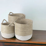 Beige And White Storage Baskets Set Of Three - Montana Home & Kitchen Co.