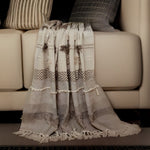 Beige Woven Wool Solid Color Reversable Throw - Montana Home & Kitchen Co.