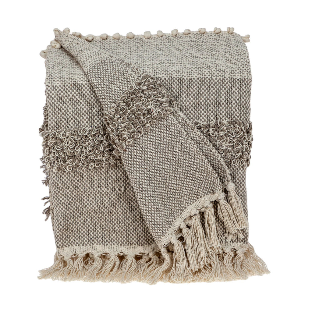 Beige Woven Wool Solid Color Reversable Throw - Montana Home & Kitchen Co.