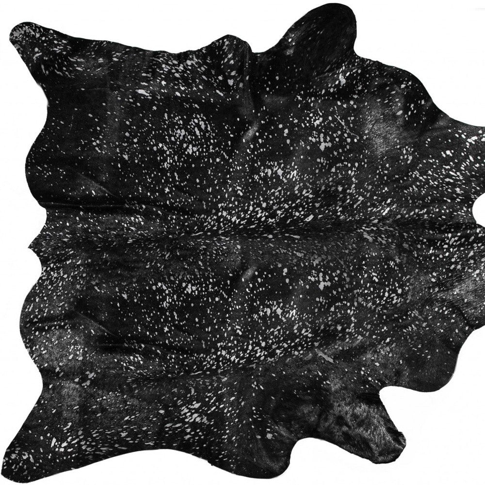 Black And Silver Cowhide Animal Print Area Rug - Montana Home & Kitchen Co.