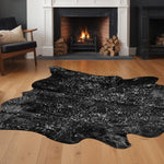 Black And Silver Cowhide Animal Print Area Rug - Montana Home & Kitchen Co.