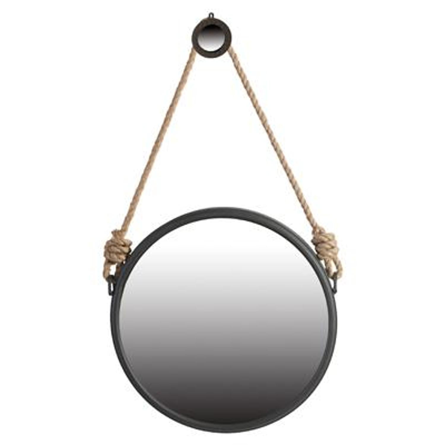 Black and Silver Round Accent Metal Mirror - Montana Home & Kitchen Co.