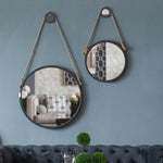 Black and Silver Round Accent Metal Mirror - Montana Home & Kitchen Co.