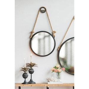 Black and Silver Round Accent Metal Mirror - Montana Home & Kitchen Co.