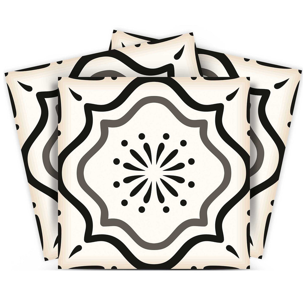 Black And White Mosaic Peel And Stick Removable Tiles 5" X 5" - Montana Home & Kitchen Co.