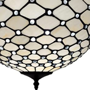 Black and White Tiffany Style Two Light Semi Flush Ceiling Lamp - Montana Home & Kitchen Co.