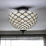 Black and White Tiffany Style Two Light Semi Flush Ceiling Lamp - Montana Home & Kitchen Co.