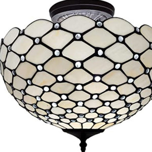 Black and White Tiffany Style Two Light Semi Flush Ceiling Lamp - Montana Home & Kitchen Co.