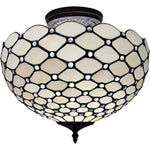 Black and White Tiffany Style Two Light Semi Flush Ceiling Lamp - Montana Home & Kitchen Co.