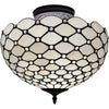 Black and White Tiffany Style Two Light Semi Flush Ceiling Lamp - Montana Home & Kitchen Co.