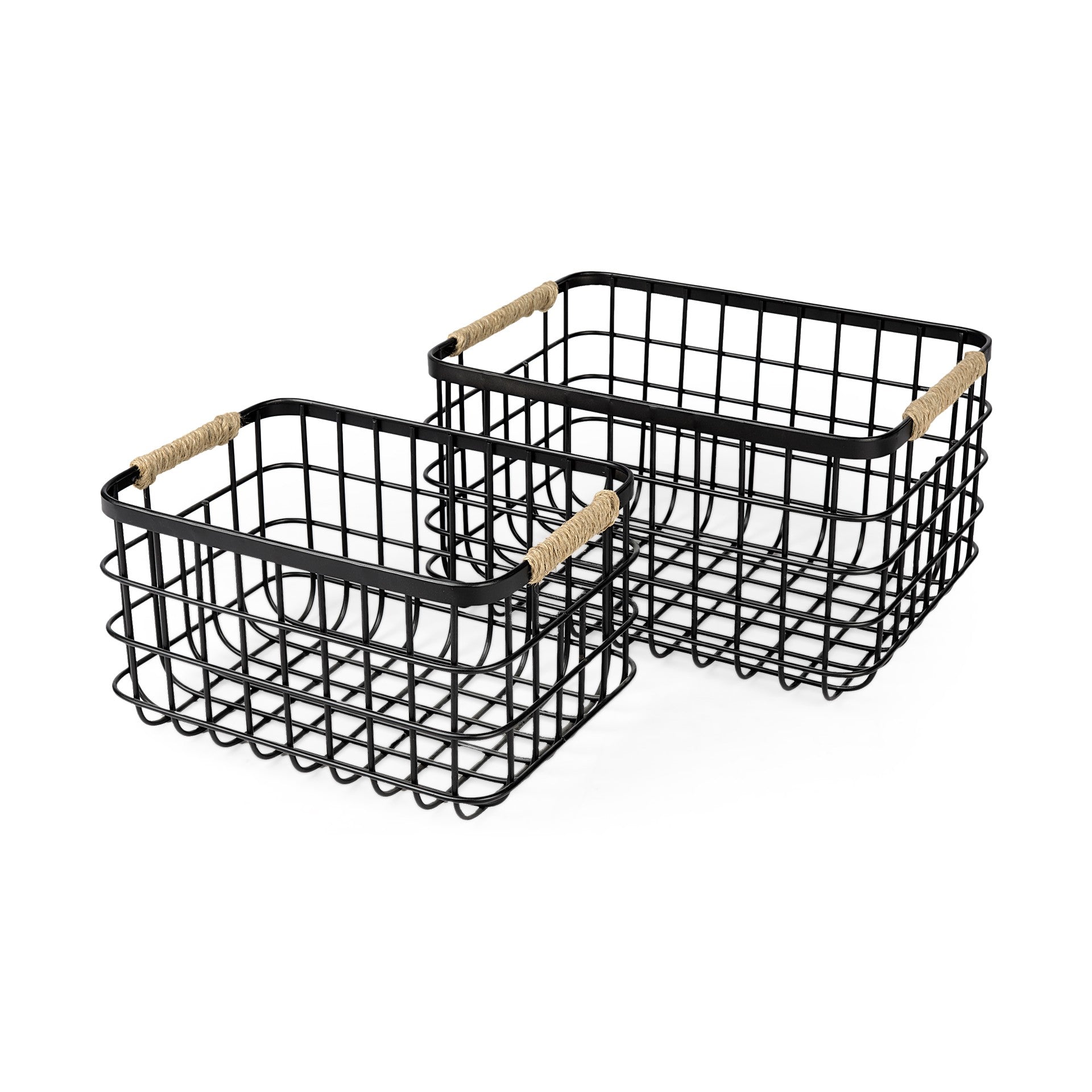 Black Metal Baskets Set Of Two - Montana Home & Kitchen Co.