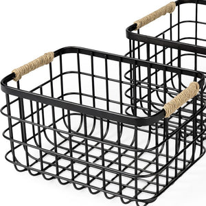 Black Metal Baskets Set Of Two - Montana Home & Kitchen Co.